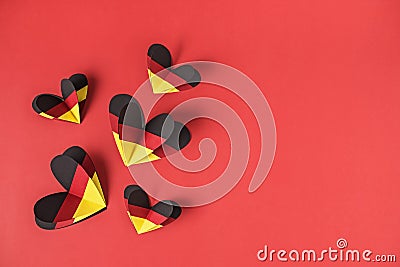 German style abstract background, hearts in the colors of the German flag Stock Photo