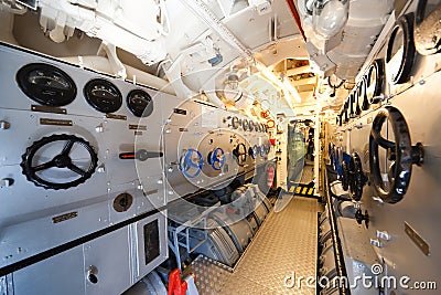 German submarine - electric engine room Stock Photo