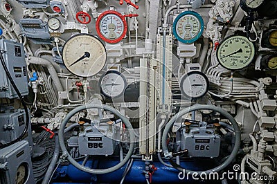 Inside the submarine U boat 955 near Kiel in Germany Editorial Stock Photo