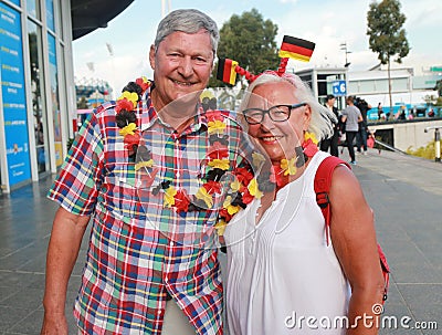 German tennis fans before women's final match at Australian Open 2016 Editorial Stock Photo