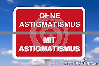 german example normal vision vs astigmatism Stock Photo