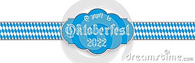 Bavarian Ribbon Oktoberfest 2022 Emblem Vector Illustration
