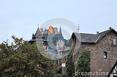 German town St. Goarshausen on the Rhine Stock Photo