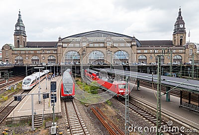 German trains from Deutsche Bahn, arrives at hamburg train station in june 2014 Editorial Stock Photo