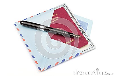 German travel passport with money Stock Photo