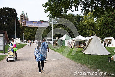 German and travelers people visit and join retro festival event Editorial Stock Photo