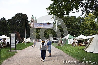 German and travelers people visit and join retro festival event Editorial Stock Photo