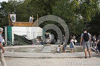 German and travelers people visit and join retro festival event Editorial Stock Photo