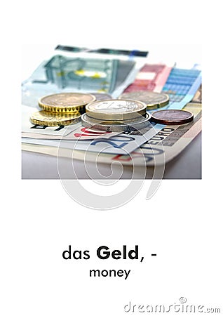 German word card: Geld (money Stock Photo