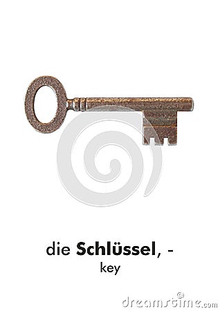 German word card: Schluessel (key Stock Photo