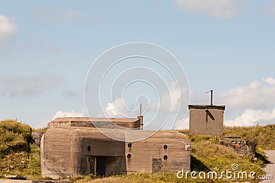 German WWII bunker in the dunes of Ostend Belgium. Stock Photo