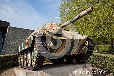German WWII Hetzer armoured vehicle outside the Battle for Normandy museum in Bayeux Editorial Stock Photo