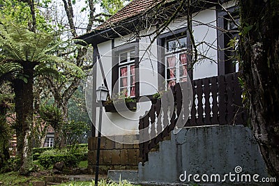 Germanic-style house with staircase in front Editorial Stock Photo