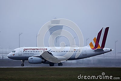 Germanwings plane doing taxi on runway, Munich Airport, MUC Editorial Stock Photo