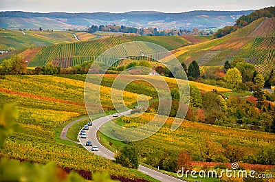 Germany autumn landscape with the view on vineyards Stock Photo