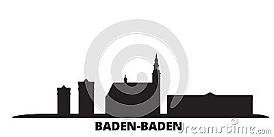 Germany, Baden Baden city skyline isolated vector illustration. Germany, Baden Baden travel black cityscape Vector Illustration