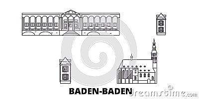 Germany, Baden Baden line travel skyline set. Germany, Baden Baden outline city vector illustration, symbol, travel Vector Illustration