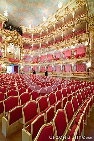 Germany Bavaria Munich. Cuvillia Theatre (Old Residence Theatre) inside Residenz (Residence Palace Editorial Stock Photo