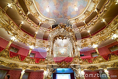 Germany Bavaria Munich. Cuvillia Theatre (Old Residence Theatre) inside Residenz (Residence Palace Editorial Stock Photo