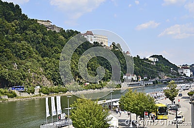 Germany, Bavaria, Passau, Danube River Editorial Stock Photo