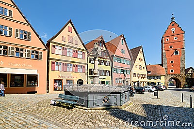 Germany Bavaria Romantic Road. Dinkelsbuhl. Wornitz gate Editorial Stock Photo