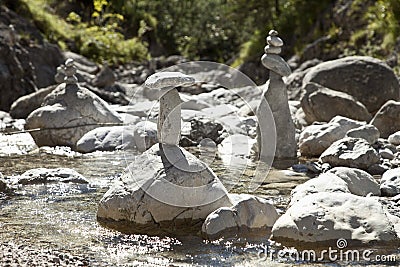 Germany, Bavaria, Sylvenstein, View of stacked stones Stock Photo