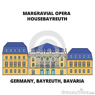 Germany, Bayreuth, Bavaria, Margravial Opera Housebayreuth line icon concept. Germany, Bayreuth, Bavaria, Margravial Vector Illustration