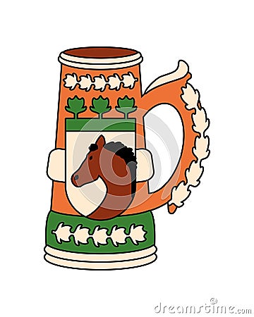 germany beer steins with horse Vector Illustration