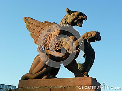 Germany, Berlin, Moltke Bridge, Griffin sculpture Stock Photo