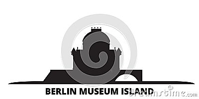 Germany, Berlin, Museum Island city skyline isolated vector illustration. Germany, Berlin, Museum Island travel black Vector Illustration