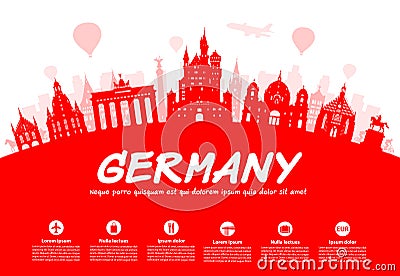 Germany, Berlin travel landmark. Vector Illustration