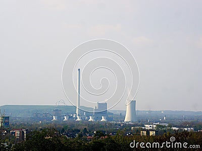 Cloudy weather on the horizon, view from the Tippelsberg tip to the Hohewart Editorial Stock Photo