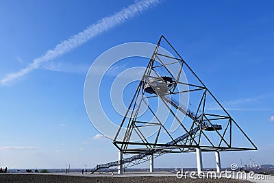 top of the stockpilel Beckstrasse with the tetrahedron, a steel frame in the form of a three-sided pyramid Editorial Stock Photo