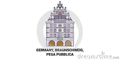 Germany, Braunschweig, Pesa Pubblica travel landmark vector illustration Vector Illustration
