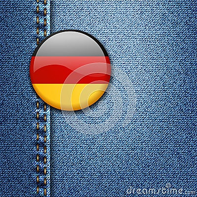 Germany Bright Colorful Badge on Denim Fabric Texture Vector Vector Illustration