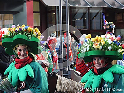 Carnival, school and quarter Procession parades, funny costumed women Editorial Stock Photo