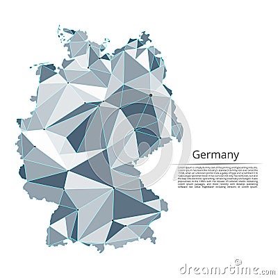 Germany communication network map. Vector low poly image of a global map Stock Photo