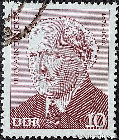 GERMANY, DDR - CIRCA 1974: a postage stamp from Germany, GDR showing a portrait of the politician KPD functionary and Marxist hist Editorial Stock Photo