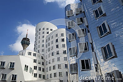 Germany Dusseldorf Media Harbor Medienhafen with Editorial Stock Photo