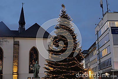 Partial view of the market church founded in 1043, formerly Gertrudiskirche Editorial Stock Photo