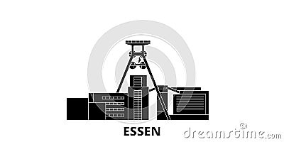 Germany, Essen, Zollverein Coal Mine Industrial Complex flat travel skyline set. Germany, Essen, Zollverein Coal Mine Vector Illustration