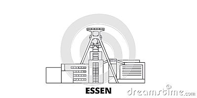 Germany, Essen, Zollverein Coal Mine Industrial Complex line travel skyline set. Germany, Essen, Zollverein Coal Mine Vector Illustration