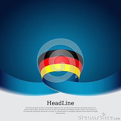 Germany flag background. Wavy ribbon in colors of germany flag on a blue white background. National poster. Vector tricolor Vector Illustration