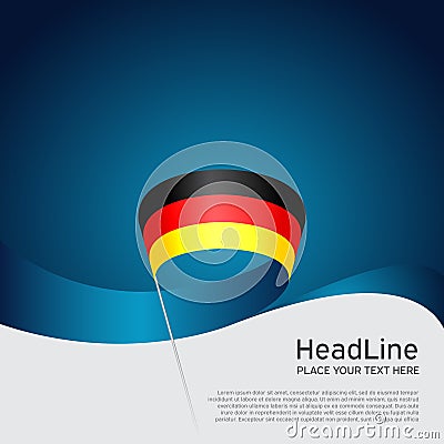 Germany flag background. Wavy ribbon in colors of germany flag on a blue white background. National poster. Vector tricolor design Vector Illustration