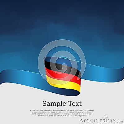 Germany flag background. Wavy ribbon in colors of germany flag on a blue white background. National poster. Vector tricolor design Vector Illustration