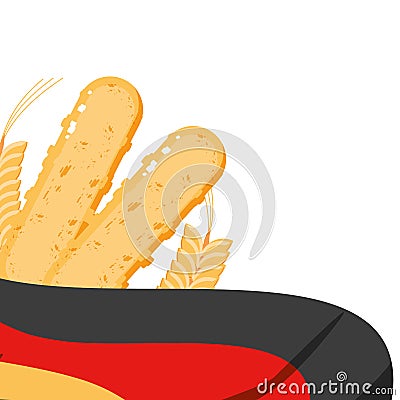 germany flag with broaster sausages oktoberfest food Cartoon Illustration