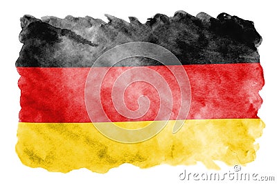 Germany flag is depicted in liquid watercolor style isolated on white background Stock Photo