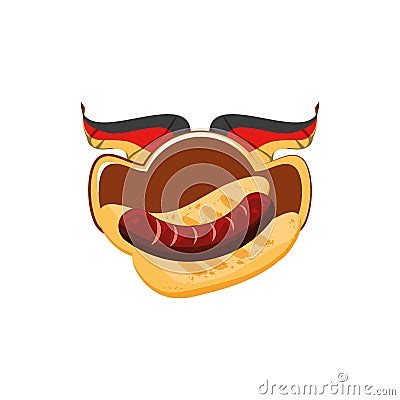germany flag with hot dog oktoberfest food Cartoon Illustration