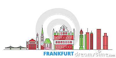 Germany, Frankfurt line cityscape, flat vector. Travel city landmark, oultine illustration, line world icons Vector Illustration