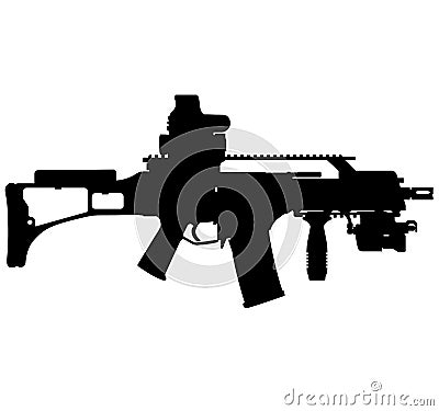 Germany German fully automatic machine gun sniper rifle, HK G36 assault rifle, precision rifle with telescopic sight G36c, HKG36c, Stock Photo